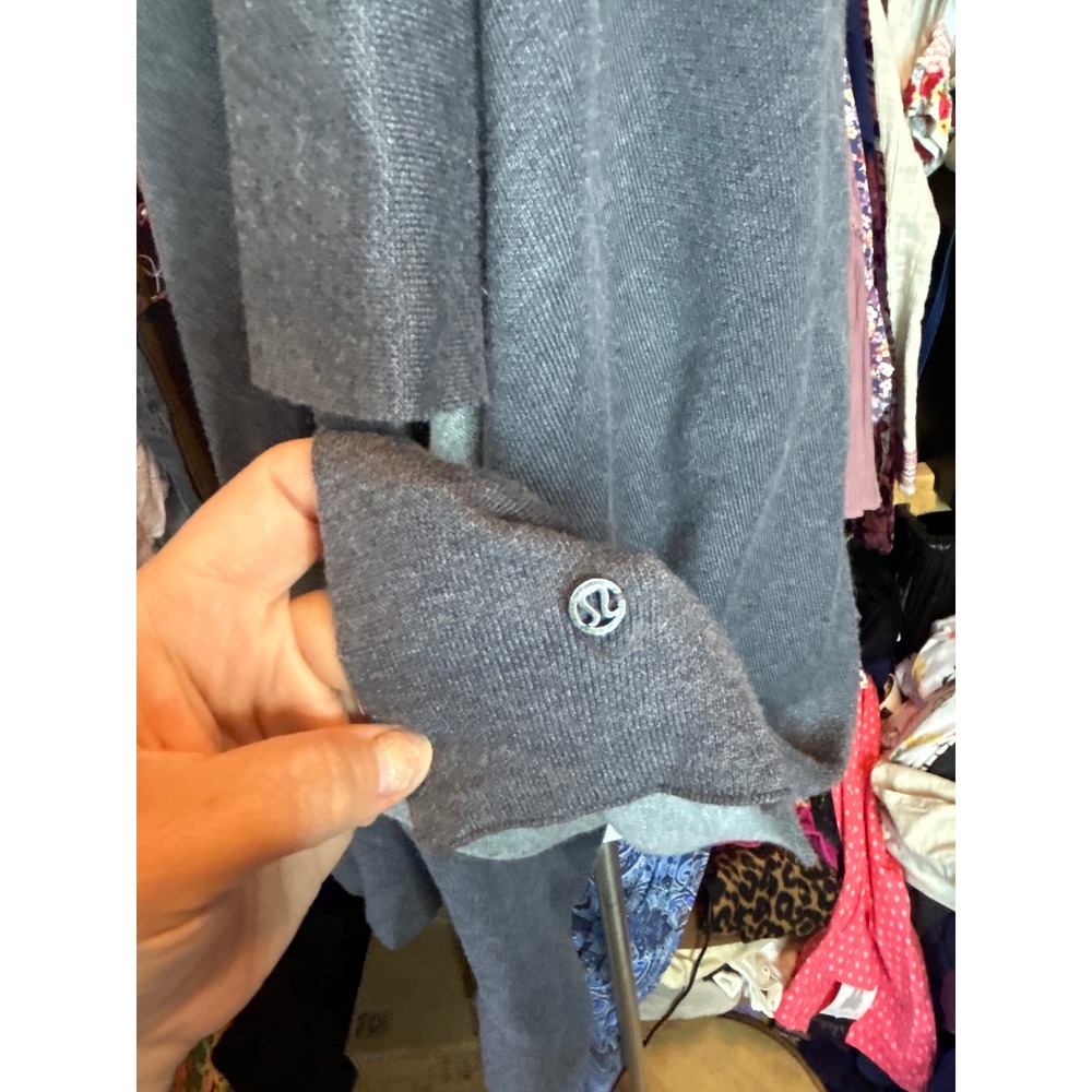 Lululemon Savasana Wrap Cardigan Grey Open Front Draped Pocket Sweater OS - Picture 10 of 11